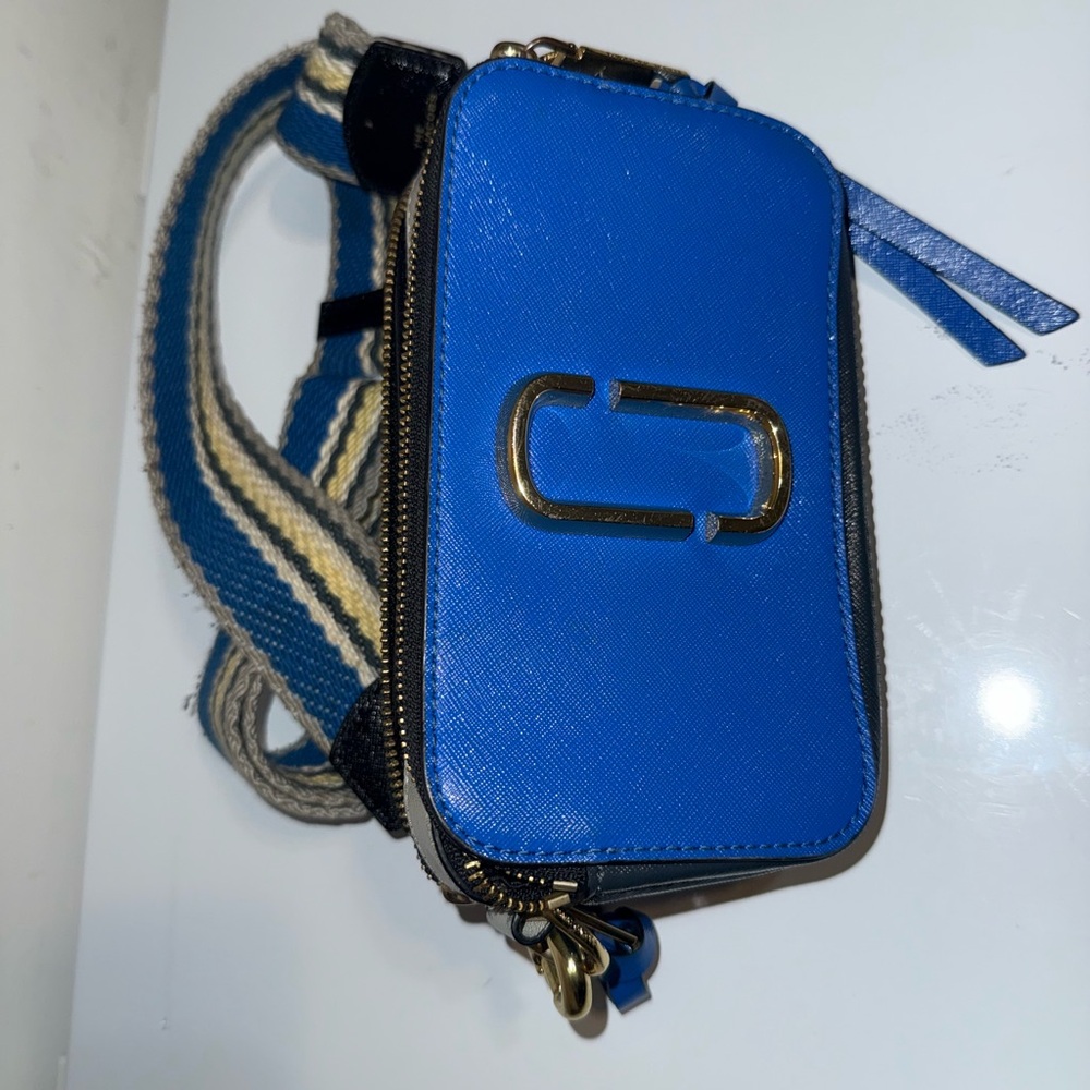 Marc Jacobs Blue Crossbody Bag with Gold Accents